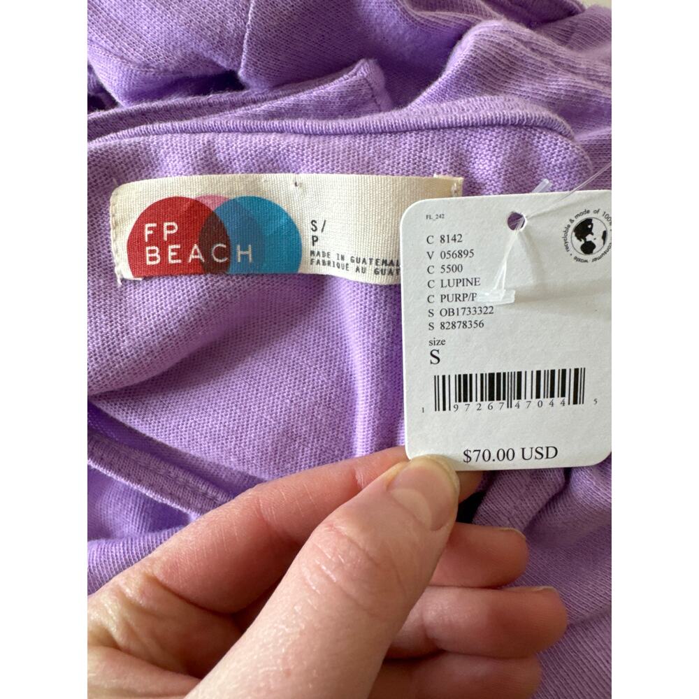 FREE PEOPLE Beach Nikki Midi Dress 100% Cotton Size Medium Purple NWT - Picture 9 of 10